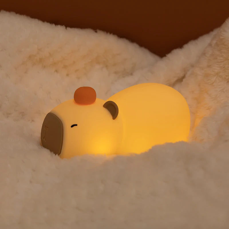Cute Cartoon Capybara Silicone Night Light USB Rechargeable Timing Dimming Sleep Night Lamp for Children'S Room Decor
