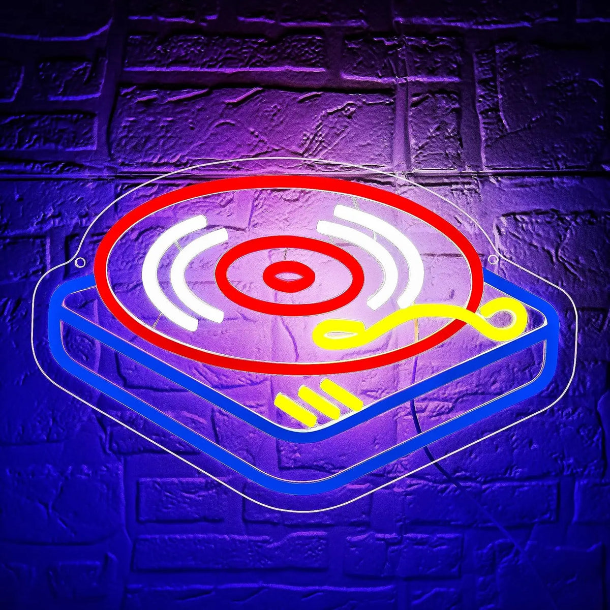 Record Player Neon Sign Retro Red Warm Music Record Neon Light for Music Studio Decor Live Music Bedroom Beer Bar Decoration