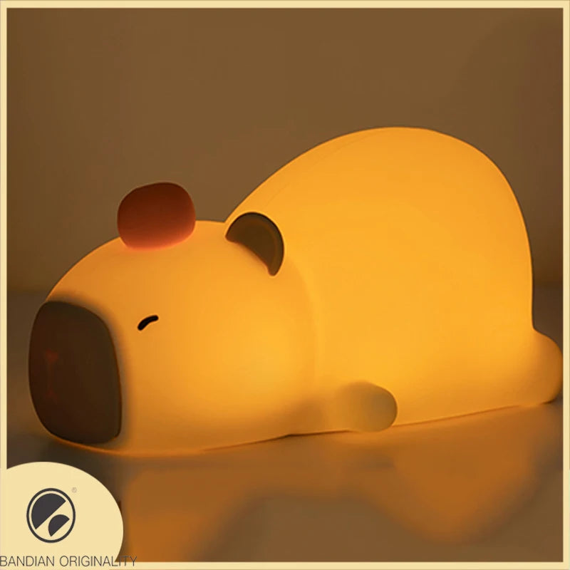 Cute Cartoon Capybara Silicone Night Light USB Rechargeable Timing Dimming Sleep Night Lamp for Children'S Room Decor